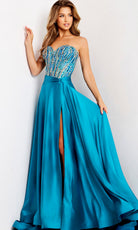 Jovani 43729 - Strapless Beaded Bodice Satin Gown - designer prom dress at Silhouette Dresses