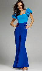 Jovani 43755 - Square Neck Puff Sleeve Jumpsuit - back view