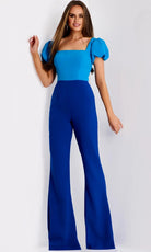 Jovani 43755 - Square Neck Puff Sleeve Jumpsuit - view 4