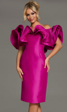 Jovani 43758 - Ruffled Off Shoulder Sheath Dress - detail view