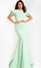 Jovani 43772 - Embellished Puff Sleeve Evening Gown - designer formal gown at Silhouette Dresses
