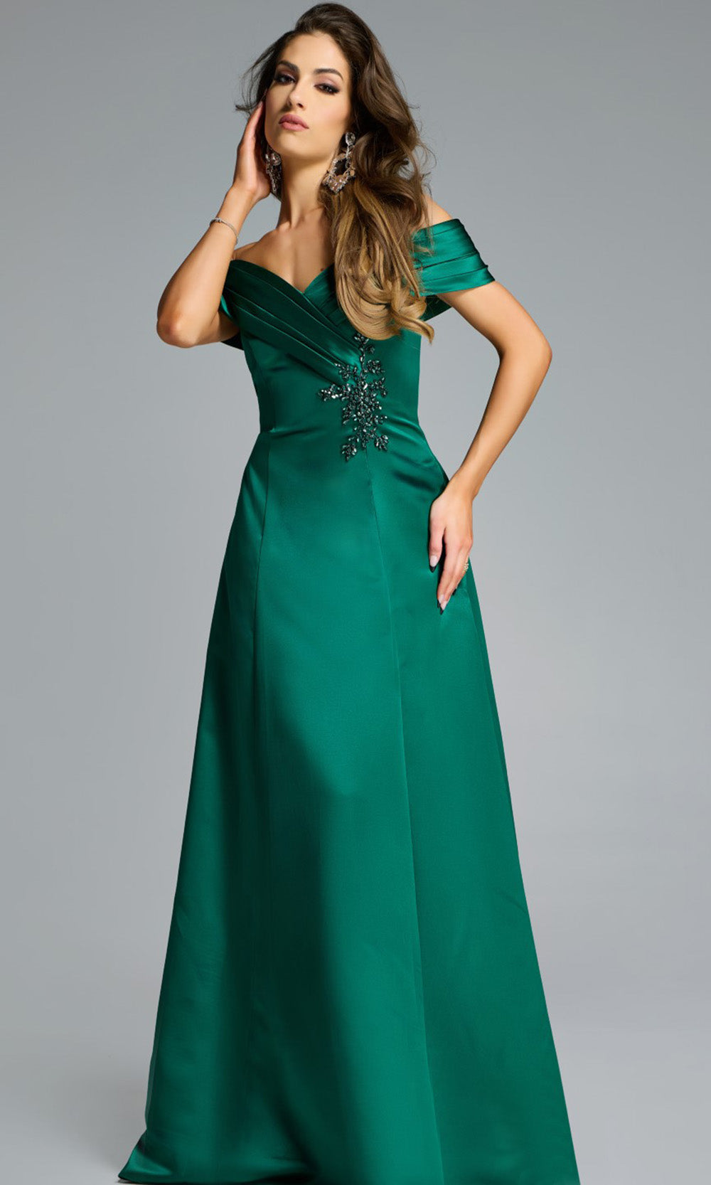 Jovani 43808 - Embellished Off Shoulder A-Line Gown - back view