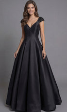 Jovani 43809 - Beaded Cap Sleeve Satin Ballgown - designer ball gown at Silhouette Dresses