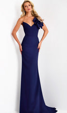 Jovani 43814 - Elegant Deep V-Neckline 3D Floral Gown - back view