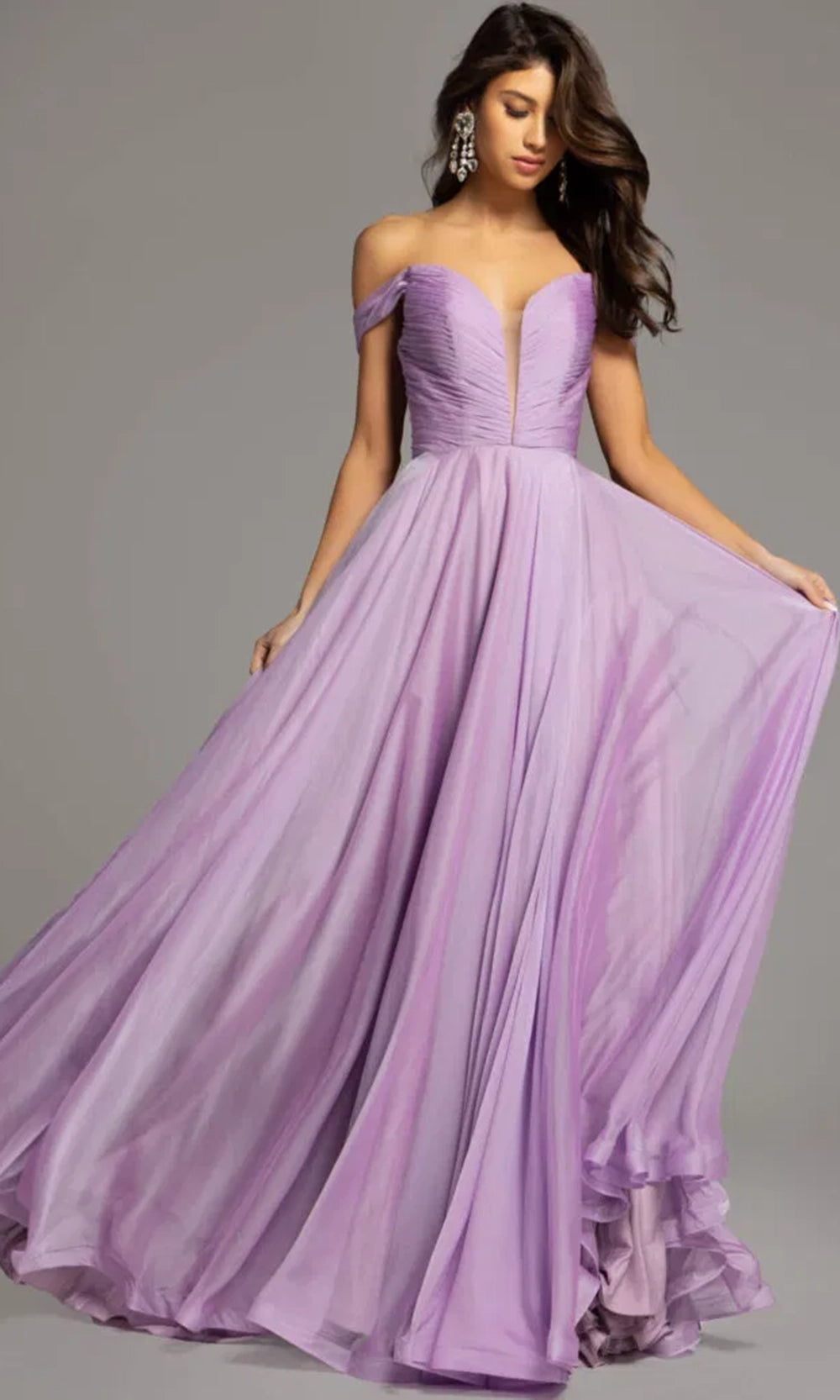 Jovani 43842 - Shirred Off Shoulder Prom Dress - view 8