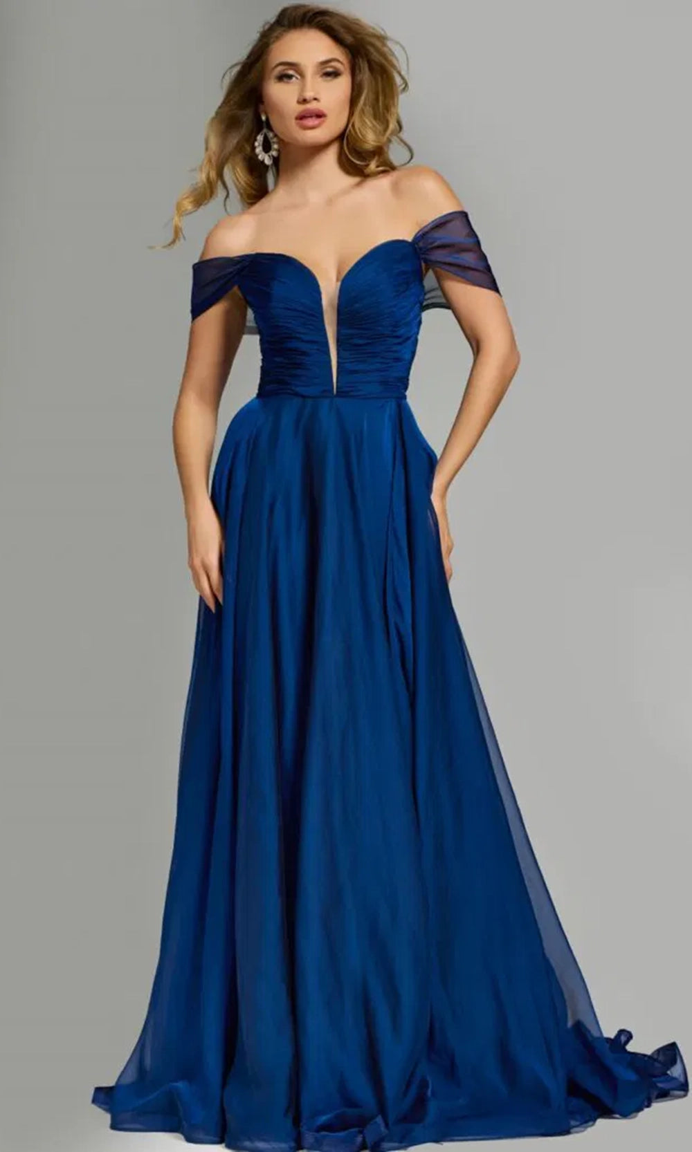 Jovani 43842 - Shirred Off Shoulder Prom Dress - view 5