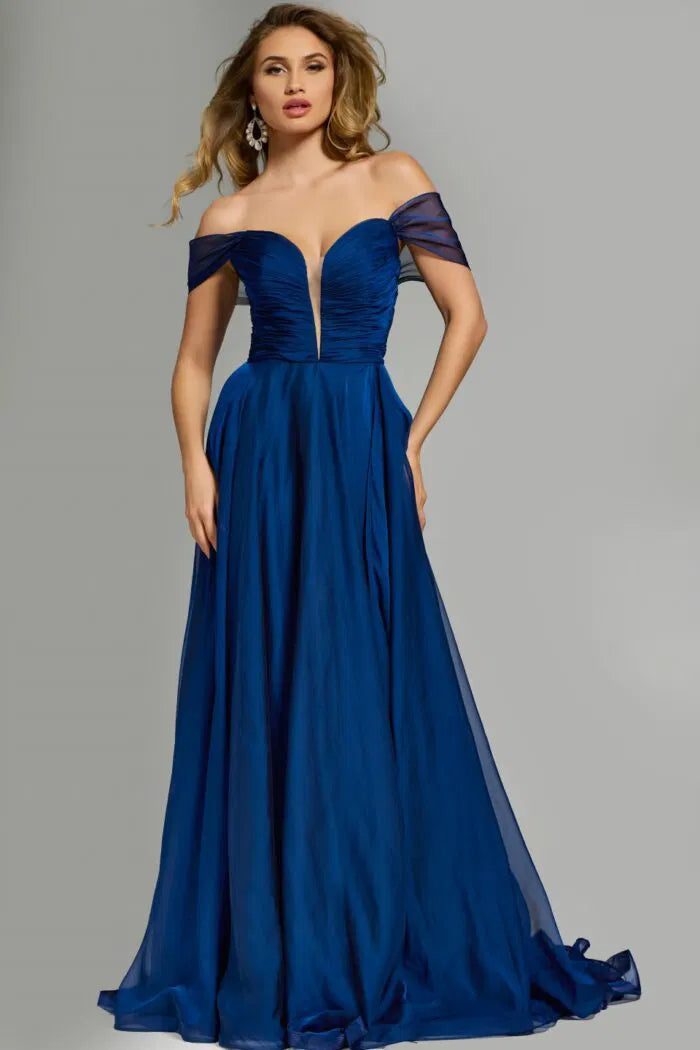 Jovani 43842 - Shirred Off Shoulder Prom Dress - view 7