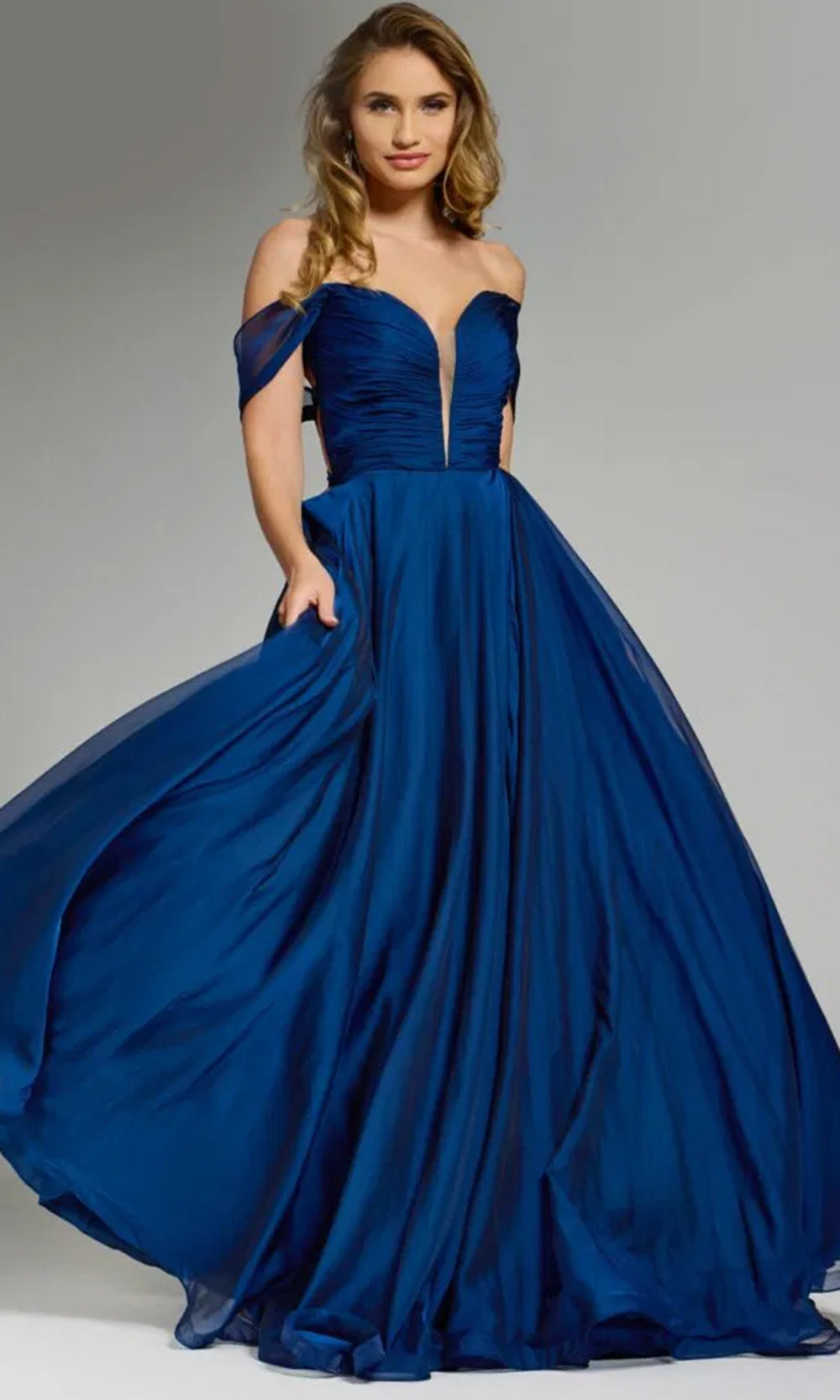 Jovani 43842 - Shirred Off Shoulder Prom Dress - view 6