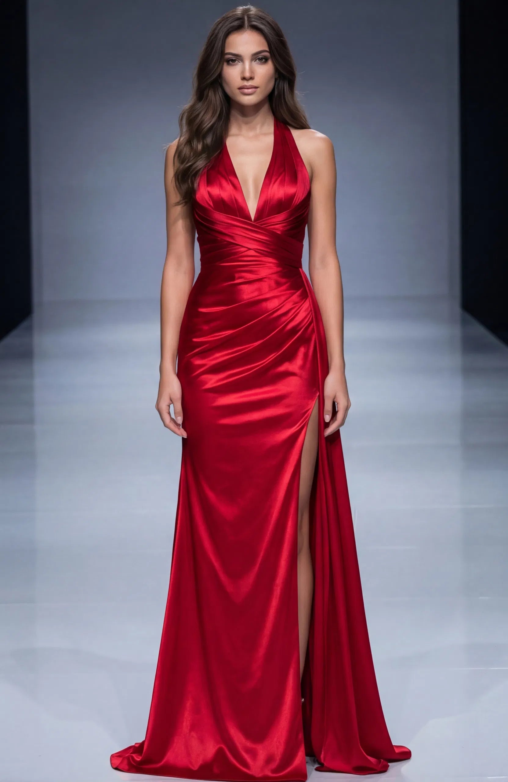 Jovani 43853 - Halter High Slit Prom Dress - designer prom dress at Silhouette Dresses