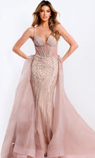 Jovani 43854 - Beaded Mesh Overskirt Prom Gown - designer prom dress at Silhouette Dresses