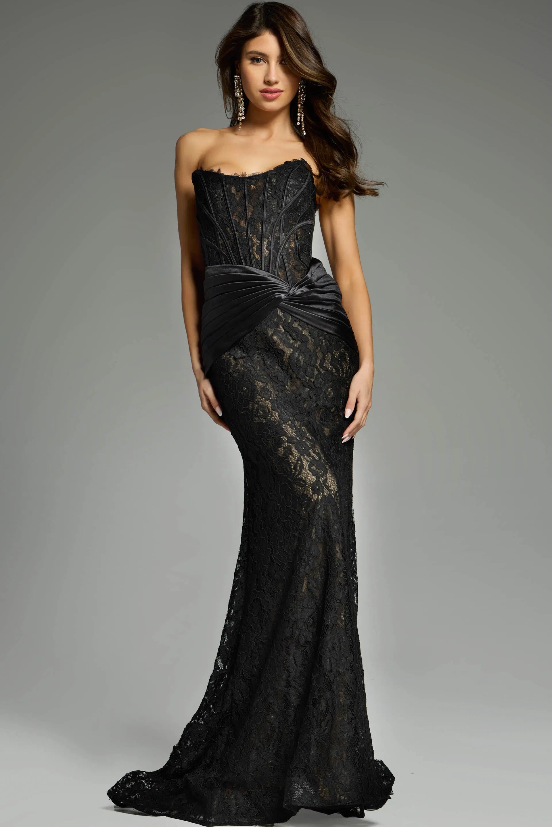 Jovani 43856 - Draped Satin Prom Dress - designer prom dress at Silhouette Dresses