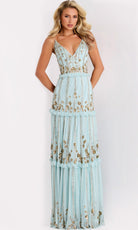 Jovani 44060 - Floral Sequin Tiered A-Line Evening Gown - designer formal gown at Silhouette Dresses