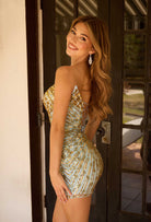 Primavera Couture 4406 - Strapless Geometric Sequin Mini Dress