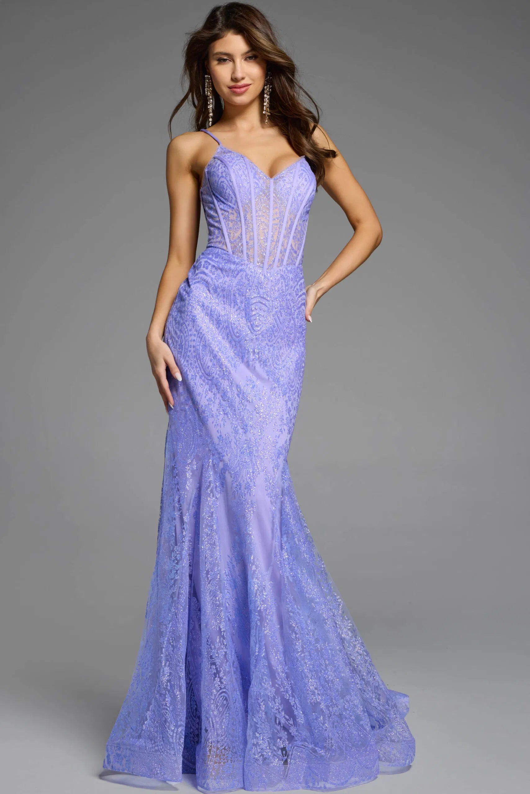 Jovani 44142 - V-Neck Basque Prom Dress - view 4