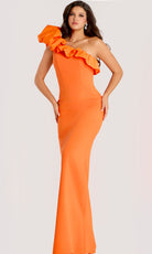 Jovani 44157 - Asymmetrical Ruffle Trim Crepe Evening Gown - designer mother of the bride dress at Silhouette Dresses