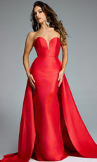 Jovani 44180 - Strapless Satin Gown with Overskirt - back view