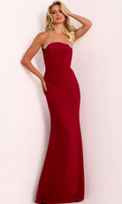 Jovani 44184 - Strapless Beaded Trim Evening Gown with Cape - back view
