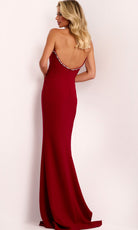 Jovani 44184 - Strapless Beaded Trim Evening Gown with Cape - detail view