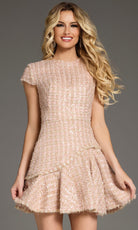 Jovani 44192 - Cap Sleeve Tweed Sequin A-line Dress - designer homecoming dress at Silhouette Dresses