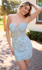 Primavera Couture 4429 - Fitted Strapless Sequin Mini Dress - designer cocktail dress at Silhouette Dresses