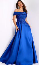 Jovani 44308 - Beaded Off-Shoulder A-Line Gown - back view