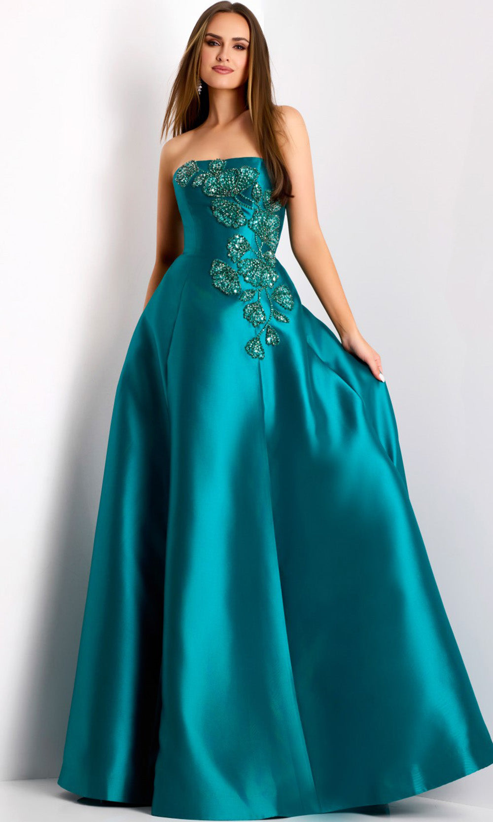 Jovani 44352 - Strapless A-line Gown with Shawl - back view
