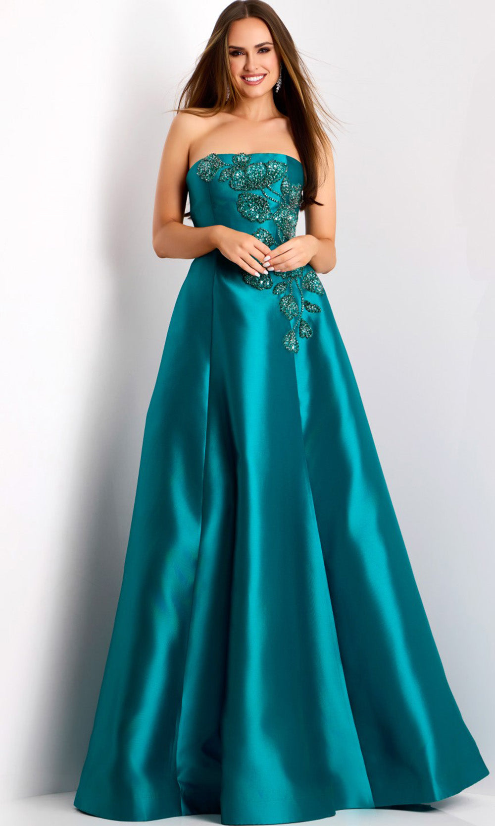 Jovani 44352 - Strapless A-line Gown with Shawl - detail view