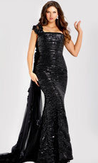 Jovani 44376 - One Shoulder Sequin Mesh Evening Gown - designer mother of the bride dress at Silhouette Dresses