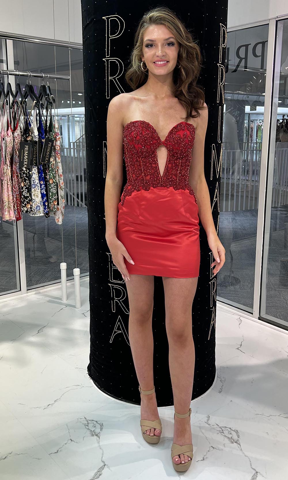 Primavera Couture 4440 - Strapless Cutout Ruched Skirt Dress - detail view