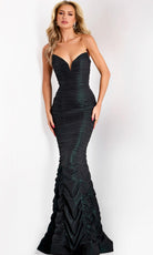 Jovani 44414 - Ruched Metallic Mesh Strapless Evening Gown - designer prom dress at Silhouette Dresses