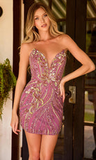 Primavera Couture 4443 - Deep V-Neck Beaded Sequin Dress - view 4