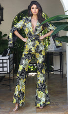 Jovani 44453 - Split Sleeve Floral Sequin Pantsuit - designer formal jumpsuit at Silhouette Dresses