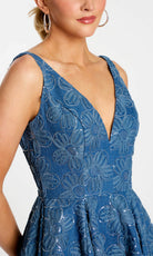 Jovani 44462 - Floral Pattern Deep V-Neck Cocktail Dress - view 4
