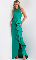 Jovani 44473 - Cascading Ruffle Halter Evening Gown - designer prom dress at Silhouette Dresses