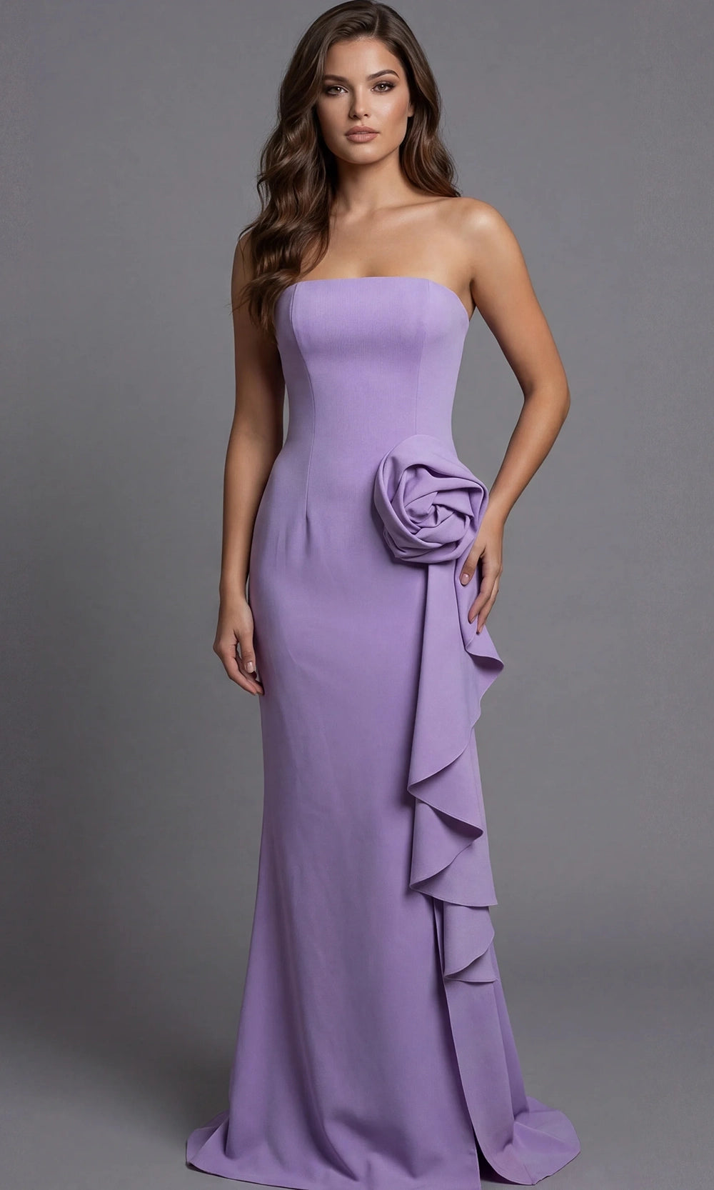 Jovani 44503 - Strapless Floral Accent Evening Gown - back view