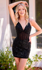 Primavera Couture 4450 - Sheer Corset Beaded Cocktail Dress - back view