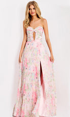 Jovani 44518 - Floral Pleated Chiffon A-Line Dress - designer prom dress at Silhouette Dresses