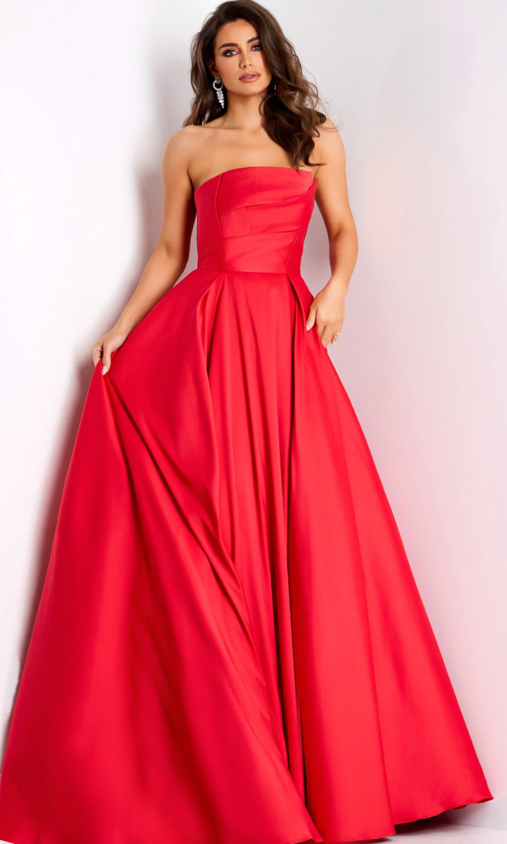 Jovani 44531 - Pleated Bodice Strapless Evening Gown - back view