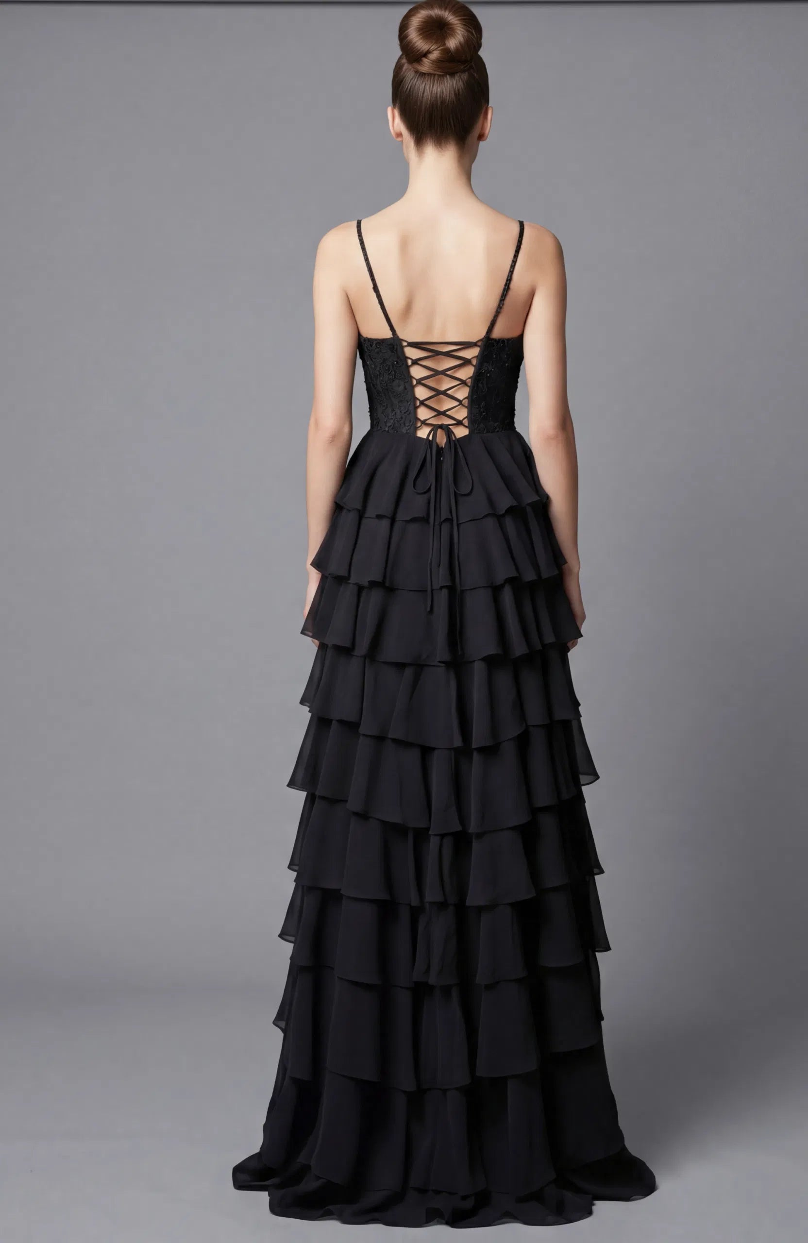 Jovani 44543 - Lace Corset Ruffle A-Line Dress - view 7