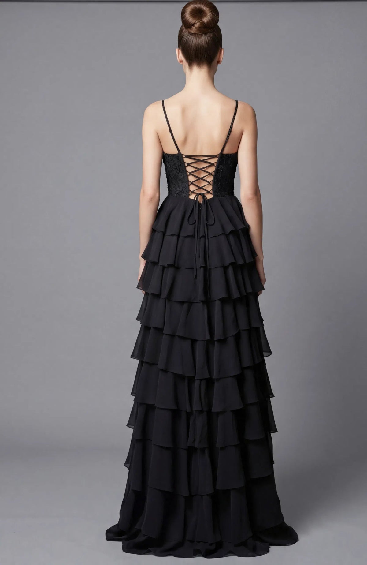 Jovani 44543 - Lace Corset Ruffle A-Line Dress - view 7