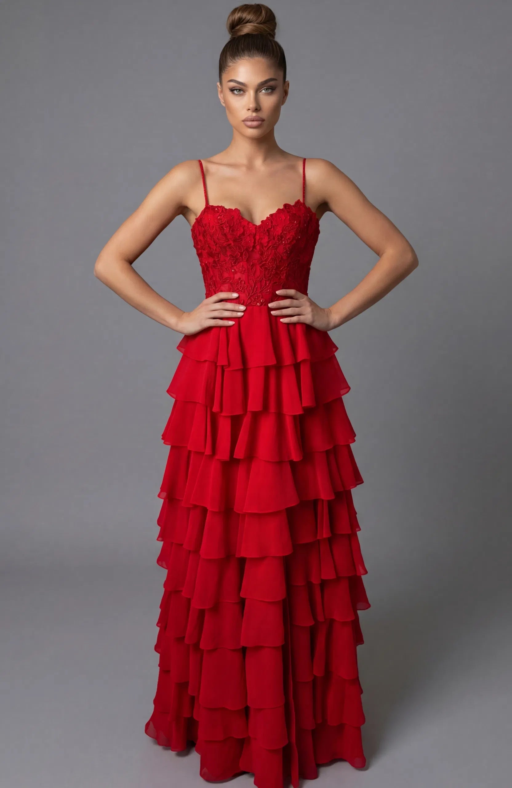 Jovani 44543 - Lace Corset Ruffle A-Line Dress - view 5