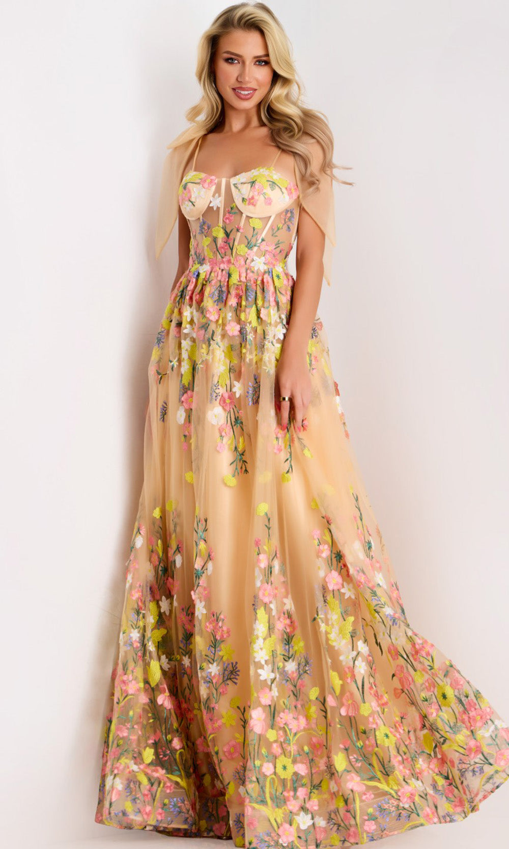 Jovani 44596 - Floral Embroidered Sweetheart Corset Gown - designer prom dress at Silhouette Dresses