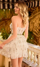 Primavera Couture 4463 - Floral Beaded Sweetheart Short Dress - back view