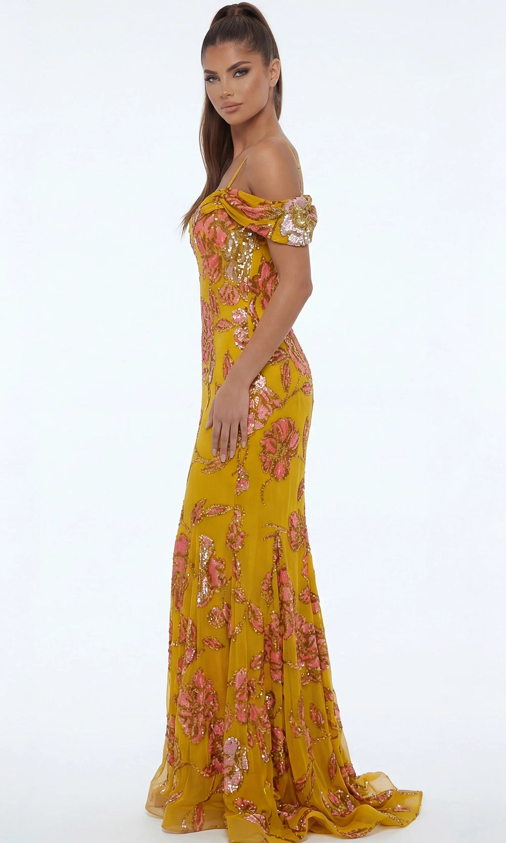 Jovani 44652 - Sweetheart Floral Sequin Mermaid Evening Gown - view 4