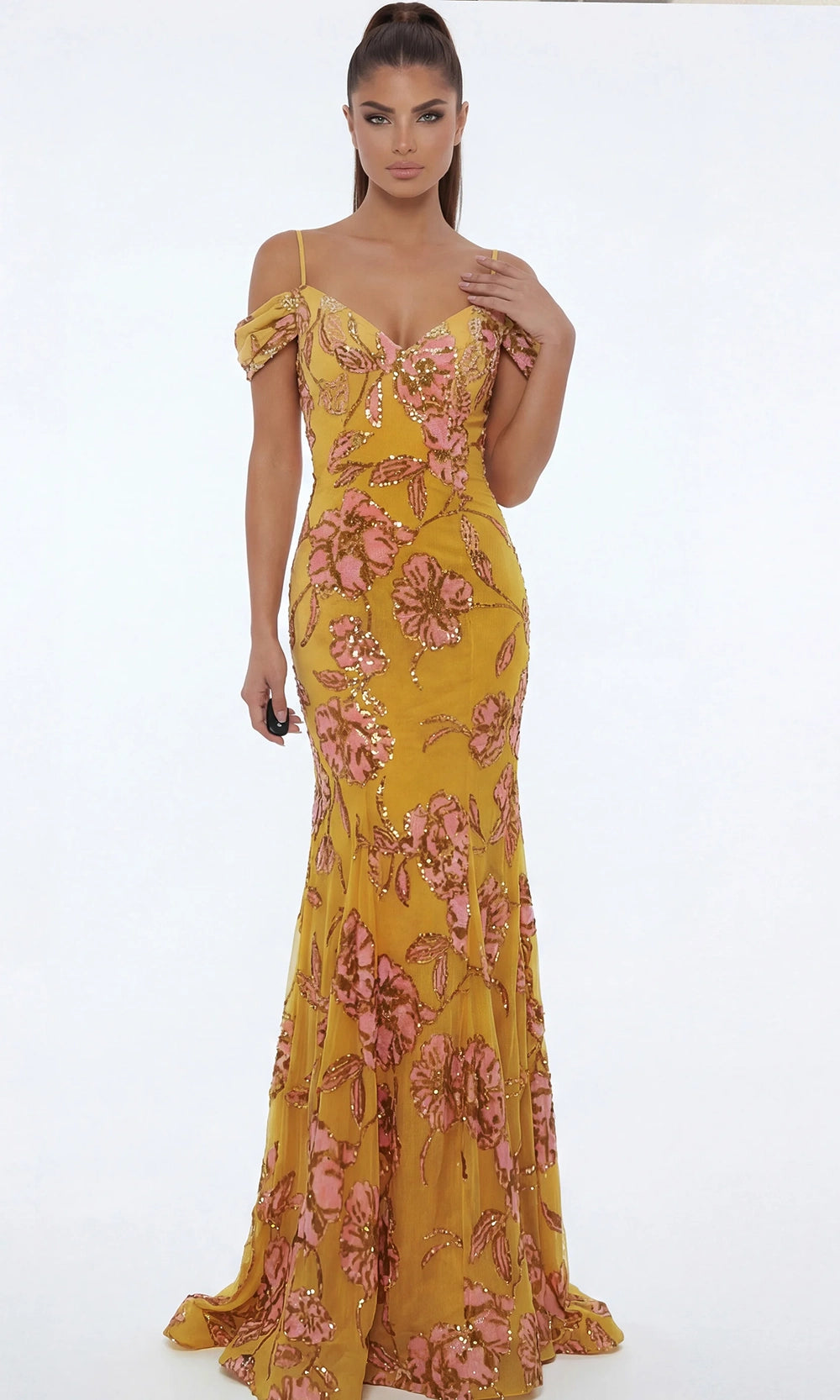 Jovani 44652 - Sweetheart Floral Sequin Mermaid Evening Gown - designer mother of the bride dress at Silhouette Dresses