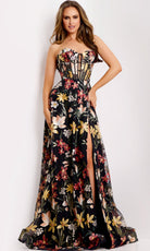 Jovani 44660 - Corset Bodice Floral Embroidered Gown - designer formal gown at Silhouette Dresses