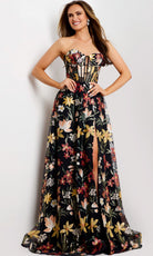 Jovani 44660 - Corset Bodice Floral Embroidered Gown - view 5