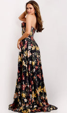 Jovani 44660 - Corset Bodice Floral Embroidered Gown - back view