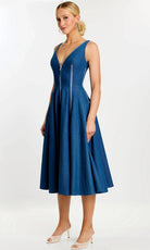 Jovani 44680 - Sleeveless Zipper Detail Tea-Length Dress - back view