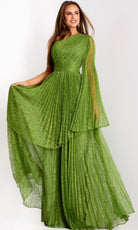 Jovani 44687 - One Shoulder Pleated Lace Gown - view 6